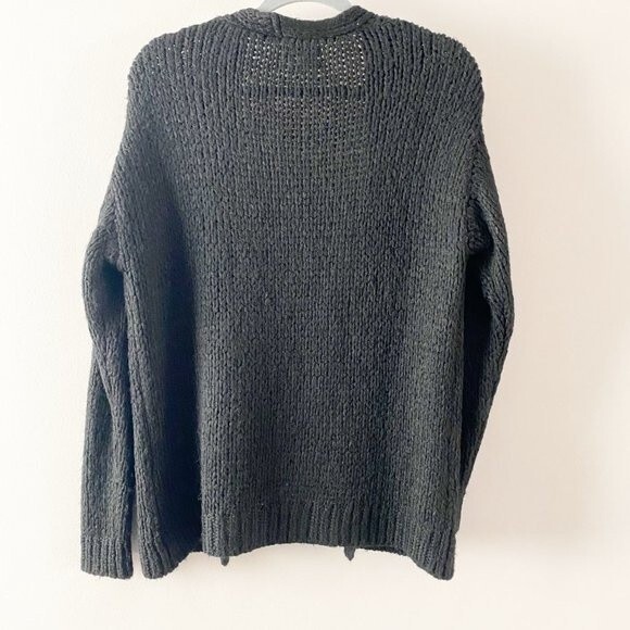 Urban Outfitters Black Chunky Knit Open Front Pockets Long Sleeve Cardigan XS - Picture 3 of 11